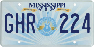 MS license plate GHR224