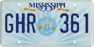 MS license plate GHR361