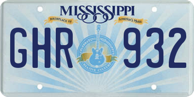 MS license plate GHR932