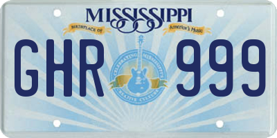MS license plate GHR999