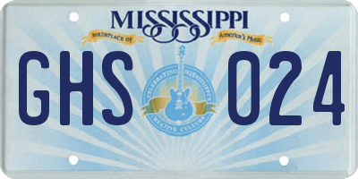 MS license plate GHS024