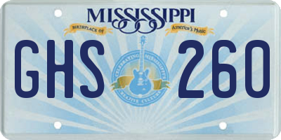 MS license plate GHS260