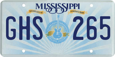 MS license plate GHS265