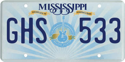 MS license plate GHS533