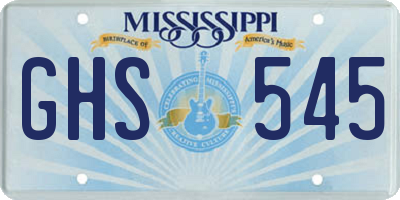 MS license plate GHS545