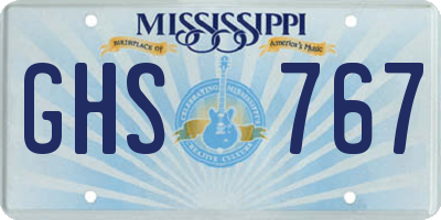 MS license plate GHS767