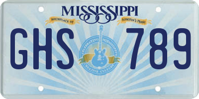 MS license plate GHS789