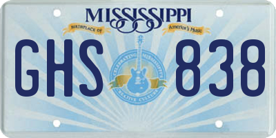 MS license plate GHS838