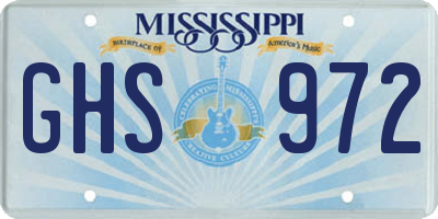 MS license plate GHS972