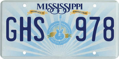 MS license plate GHS978