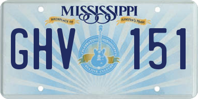 MS license plate GHV151