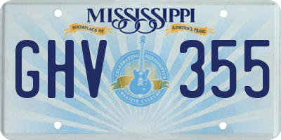 MS license plate GHV355