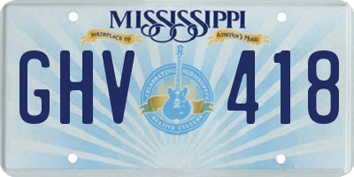 MS license plate GHV418