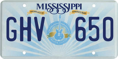 MS license plate GHV650