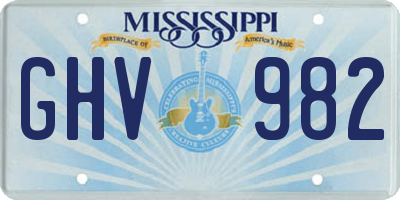 MS license plate GHV982
