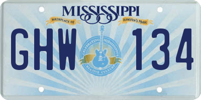MS license plate GHW134
