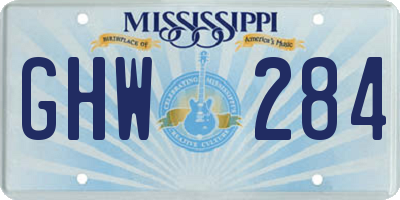 MS license plate GHW284