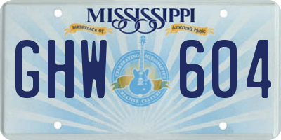 MS license plate GHW604