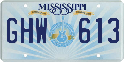 MS license plate GHW613