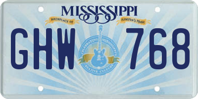 MS license plate GHW768
