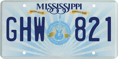 MS license plate GHW821