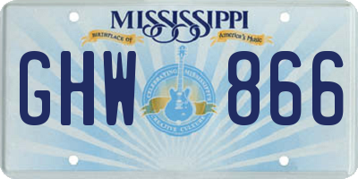 MS license plate GHW866