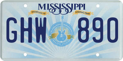 MS license plate GHW890
