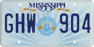 MS license plate GHW904