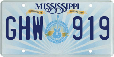 MS license plate GHW919