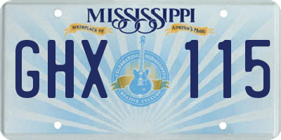 MS license plate GHX115