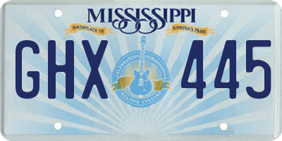 MS license plate GHX445