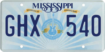 MS license plate GHX540