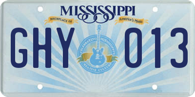 MS license plate GHY013