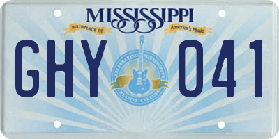 MS license plate GHY041