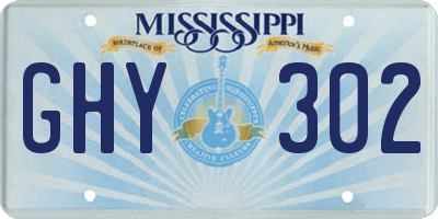 MS license plate GHY302