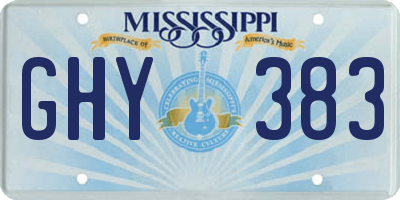 MS license plate GHY383