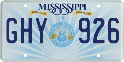 MS license plate GHY926
