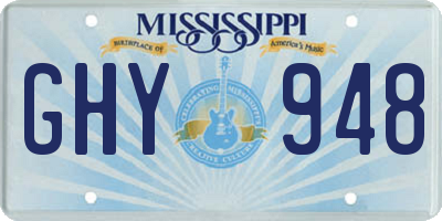MS license plate GHY948