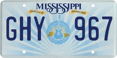 MS license plate GHY967