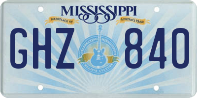 MS license plate GHZ840