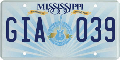 MS license plate GIA039