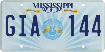 MS license plate GIA144