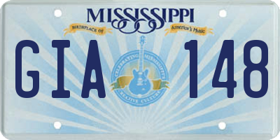 MS license plate GIA148