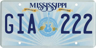 MS license plate GIA222