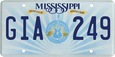 MS license plate GIA249