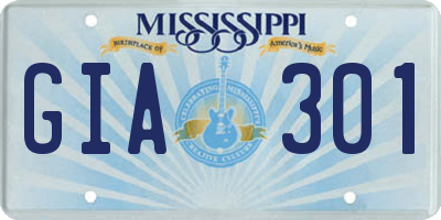 MS license plate GIA301