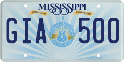MS license plate GIA500