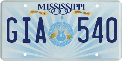 MS license plate GIA540