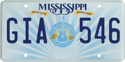 MS license plate GIA546