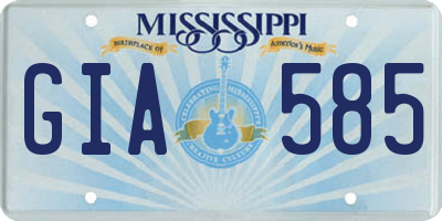 MS license plate GIA585